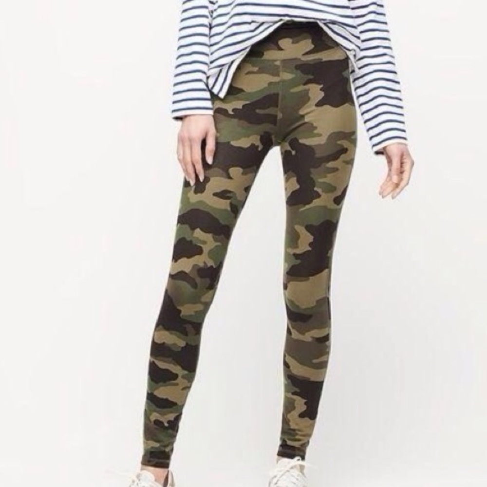 J.Crew Weekend Women S Green Camo Athleisure Comfort 7/8 High-Rise Leggings